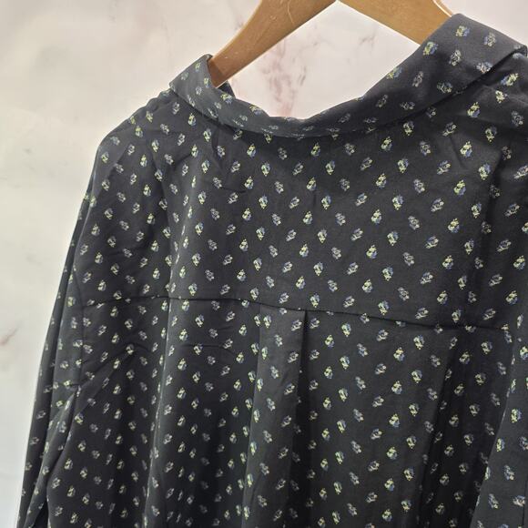 ModCloth Shirt Womens 2X XXL Black Button Up Blouse Ditzy Floral Mod Cloth - Picture 6 of 12